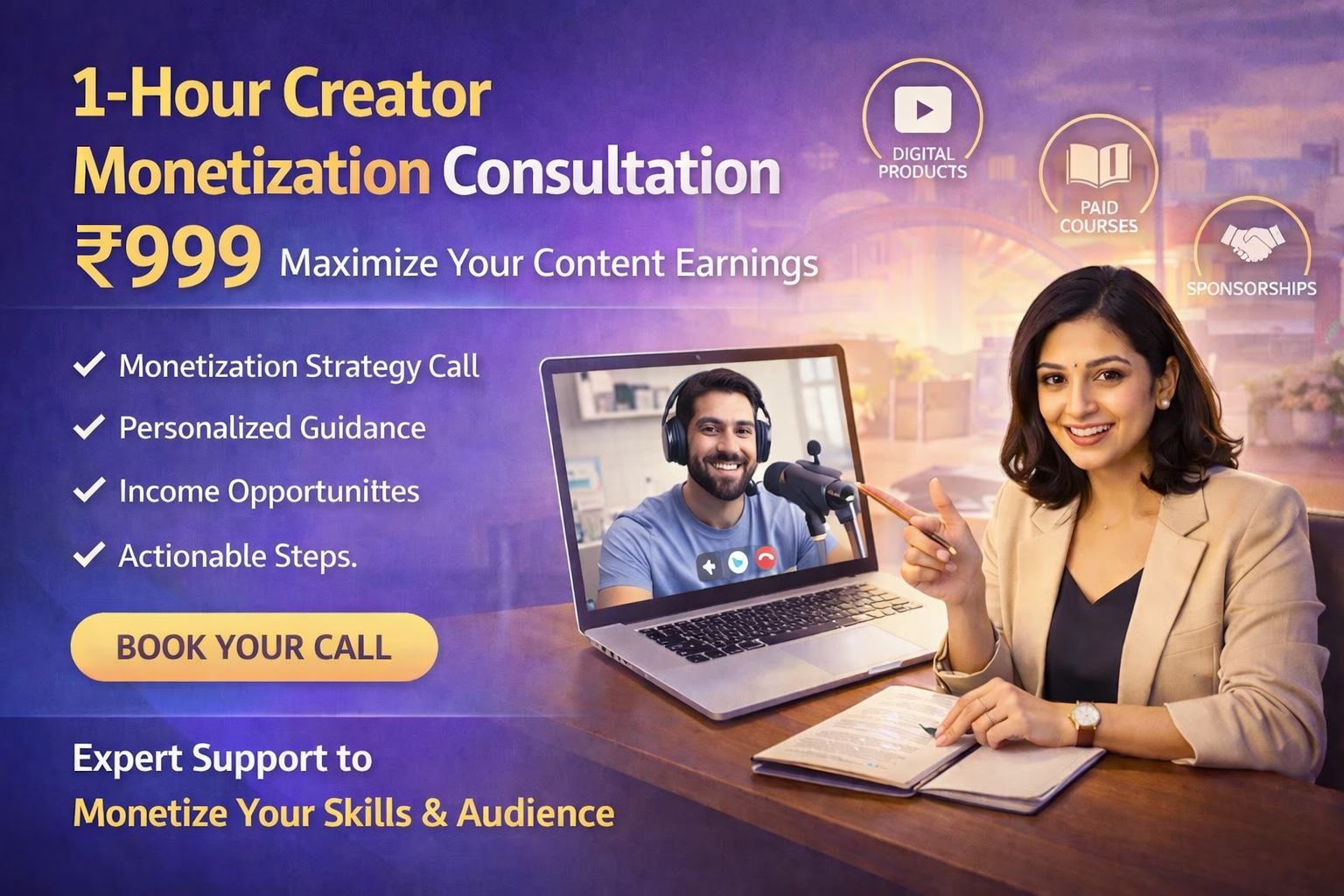 1-Hour Creator Monetization Consultation – ₹999